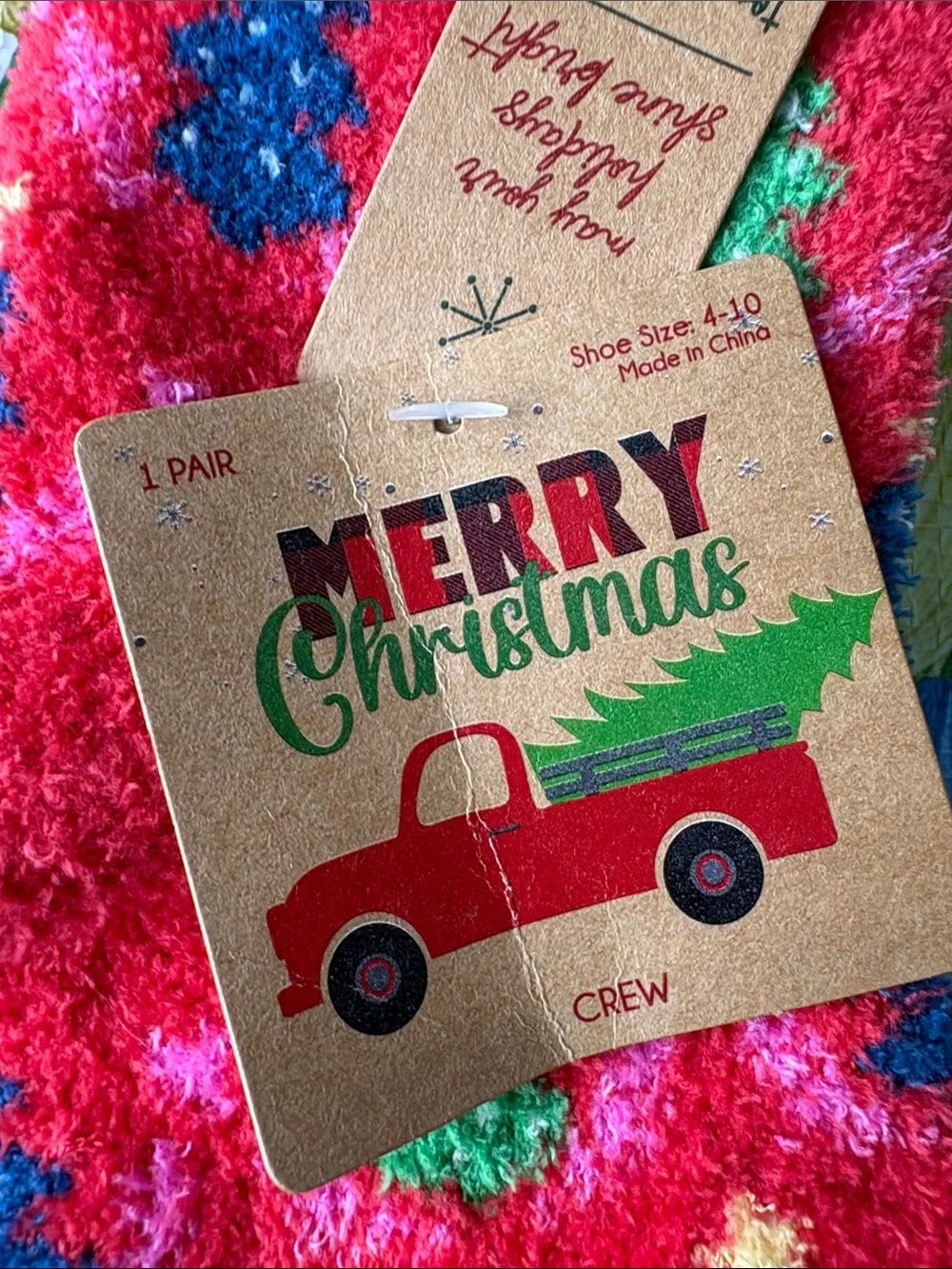 Cozy Holiday Reindeer Fuzzy Socks - Red